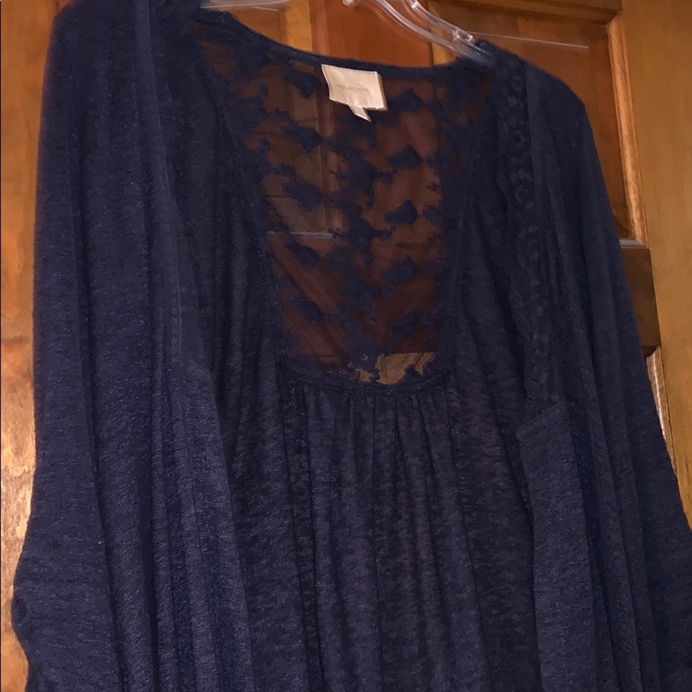 Skies are blue lace detail cardigan  3/4 sleeve